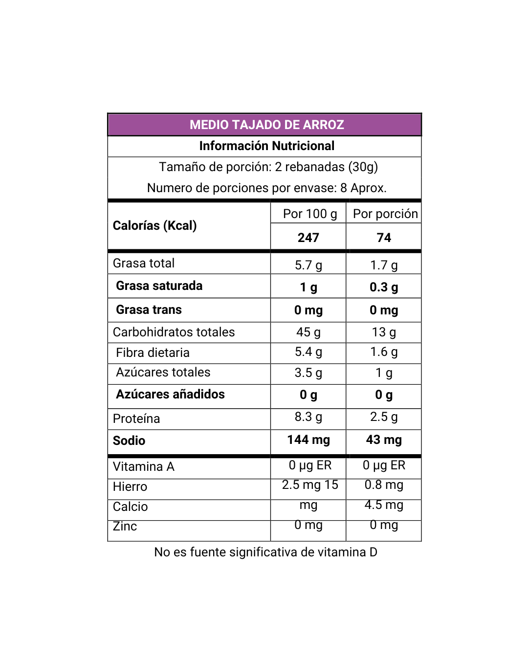 PAN TAJADO ARROZ MEDIO