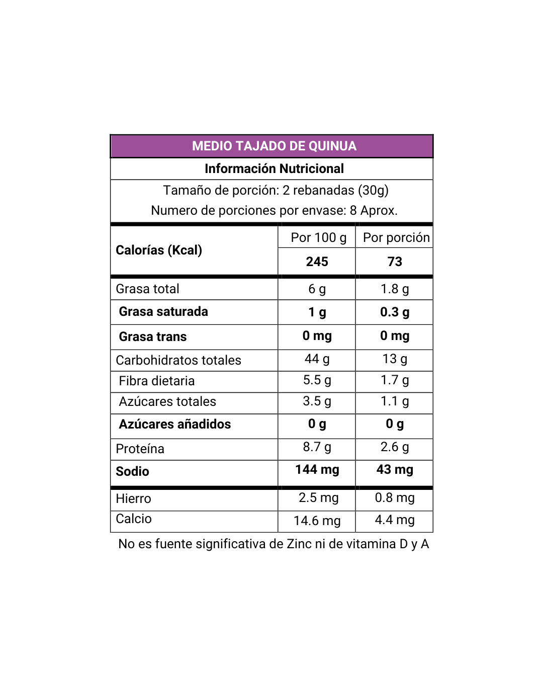 PAN TAJADO QUINUA MEDIO